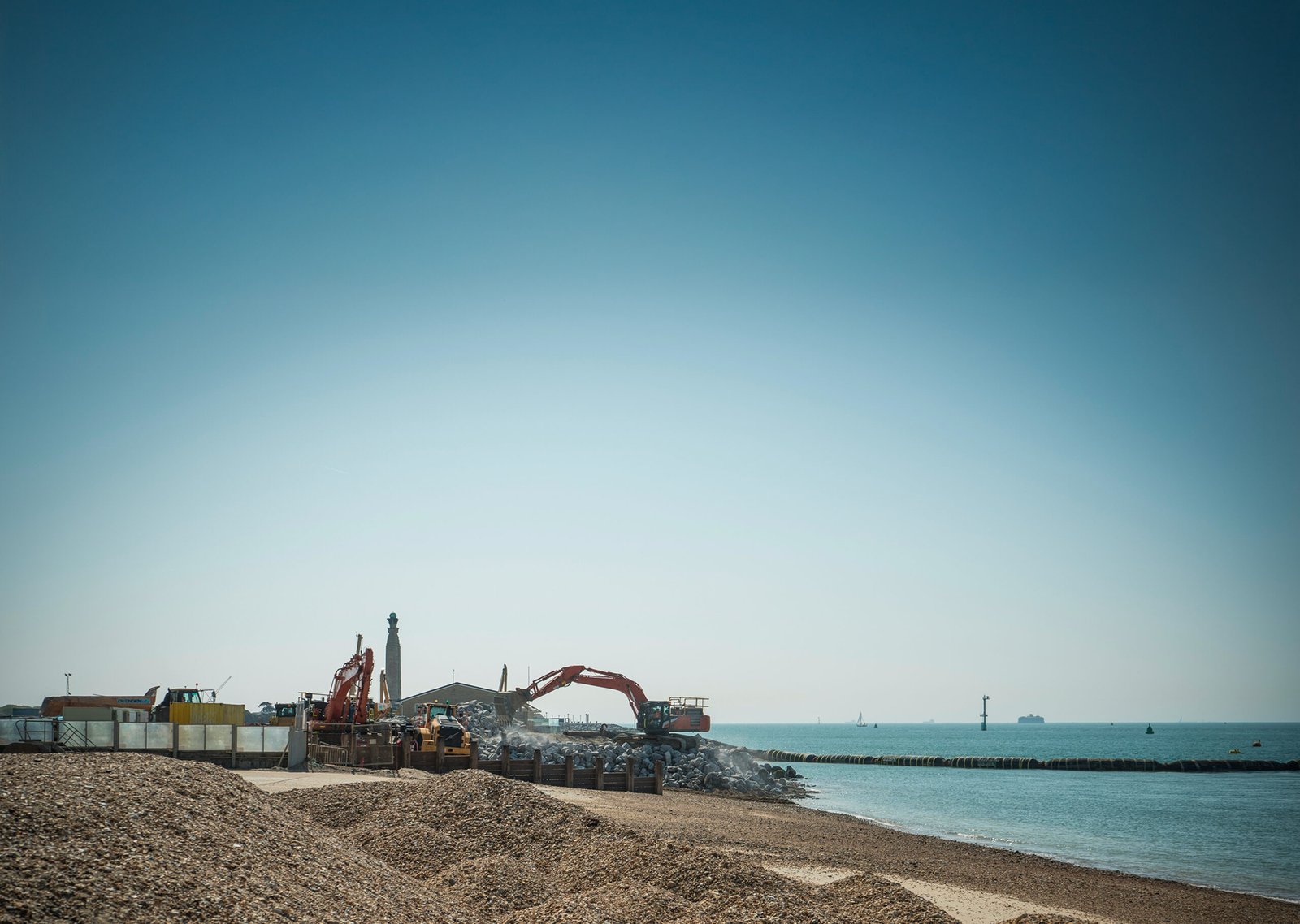 Heavy machinery on a beach.